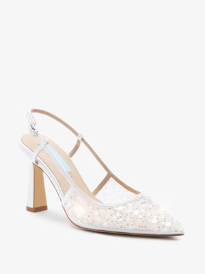 Charlotte Mills Nevaeh Embellished Mesh Point Toe Slingback Bridal Court