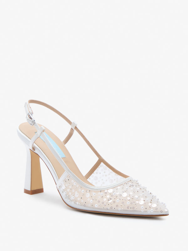 Charlotte Mills Nevaeh Embellished Mesh Point Toe Slingback Bridal Court
