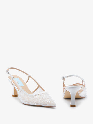 CHARLOTTE MILLS NEVAEH EMBELLISHED MESH BRIDAL SLINGBACK