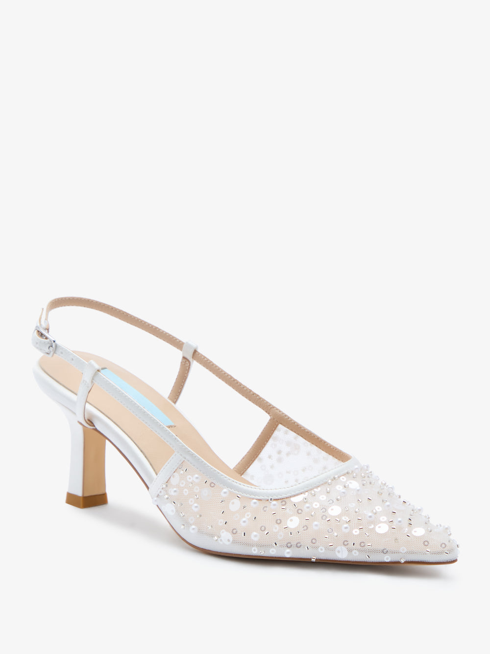 CHARLOTTE MILLS NEVAEH EMBELLISHED MESH BRIDAL SLINGBACK