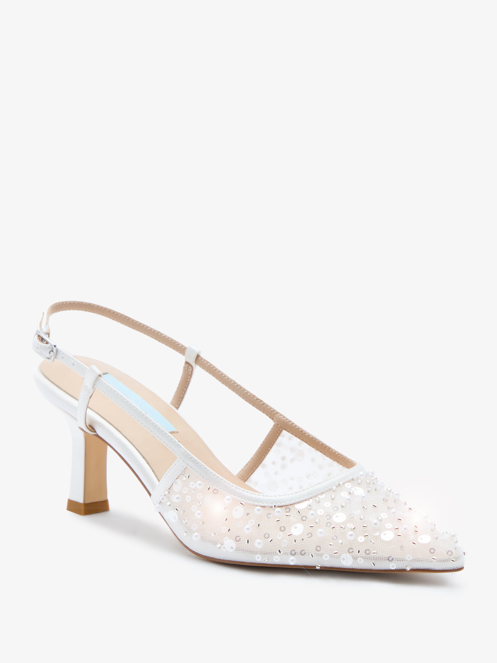 CHARLOTTE MILLS NEVAEH EMBELLISHED MESH BRIDAL SLINGBACK