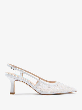 CHARLOTTE MILLS NEVAEH EMBELLISHED MESH BRIDAL SLINGBACK