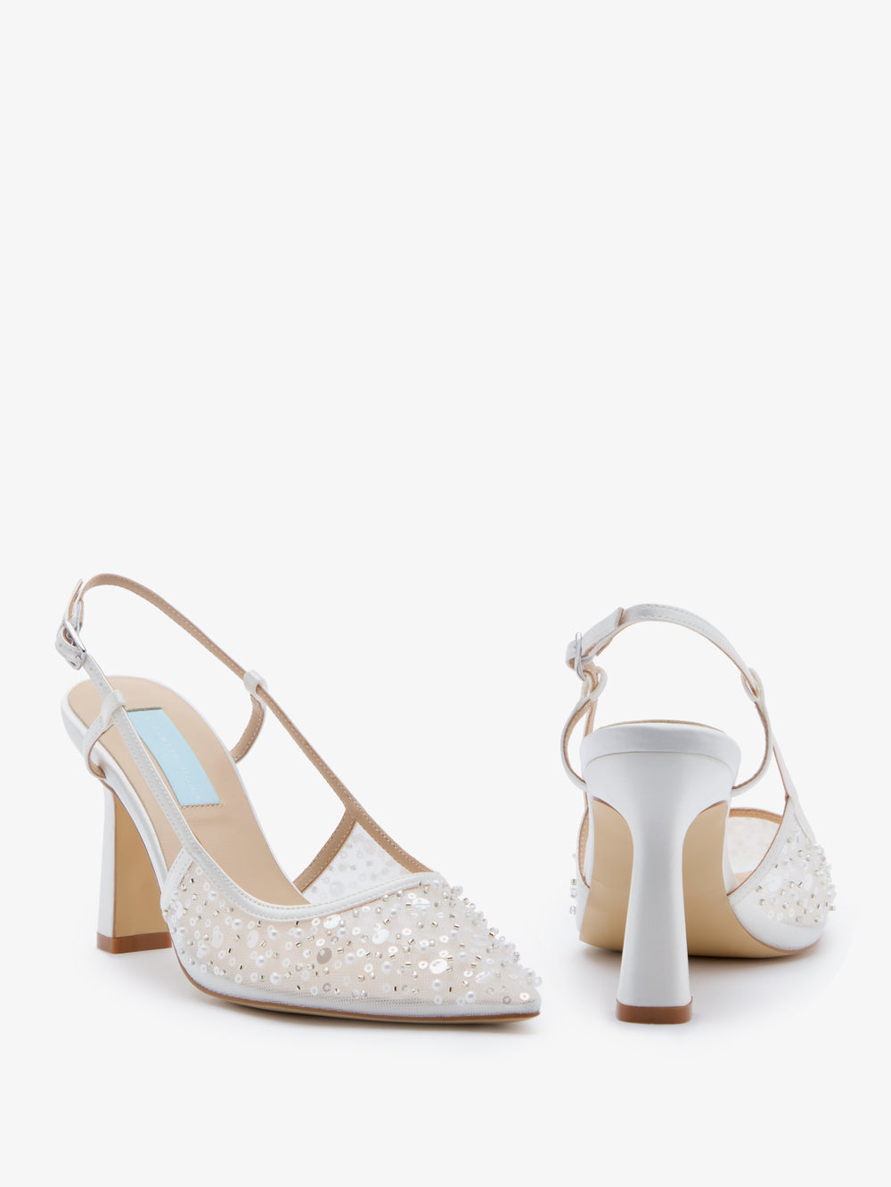 Charlotte Mills Nevaeh Embellished Mesh Point Toe Slingback Bridal Court