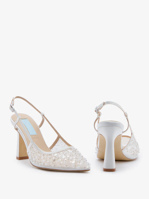 Charlotte Mills Nevaeh Embellished Mesh Point Toe Slingback Bridal Court