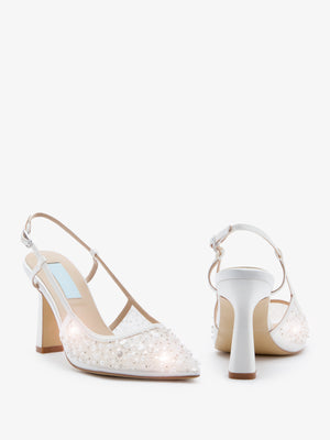 Charlotte Mills Nevaeh Embellished Mesh Point Toe Slingback Bridal Court