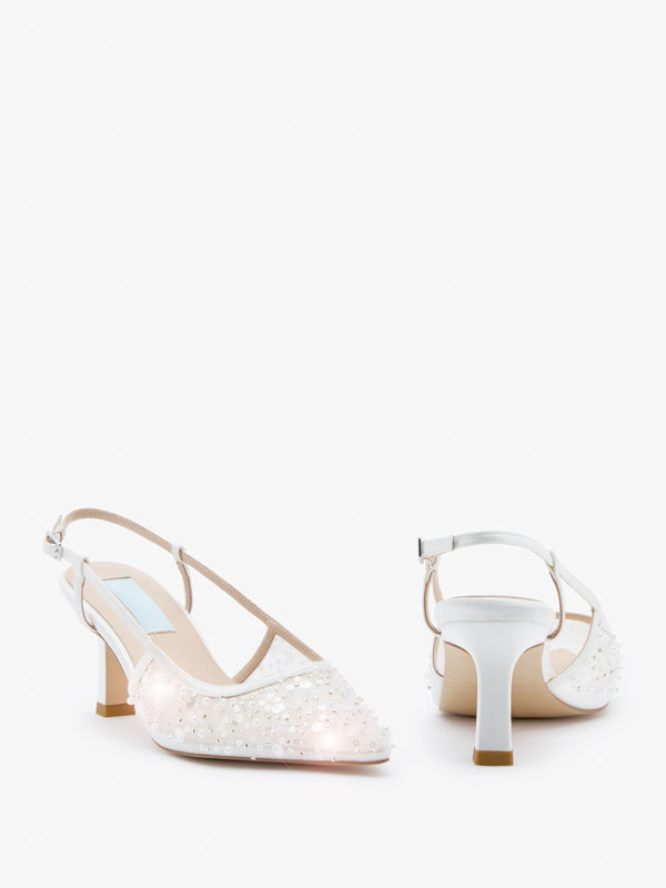 CHARLOTTE MILLS NEVAEH EMBELLISHED MESH BRIDAL SLINGBACK