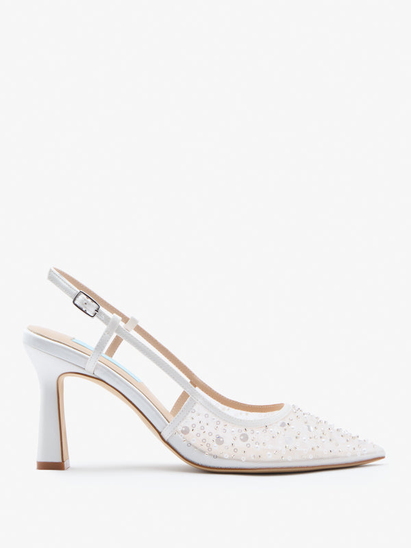 Charlotte Mills Nevaeh Embellished Mesh Point Toe Slingback Bridal Court