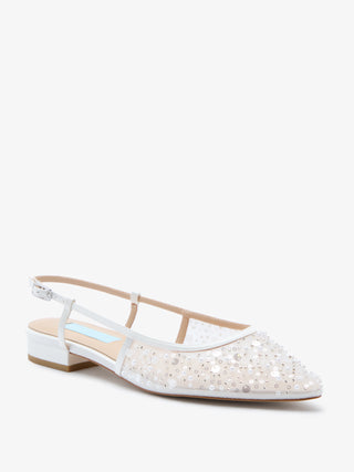 Charlotte Mills Nova Flat Hand Beaded Mesh Bridal Shoe with Slingback