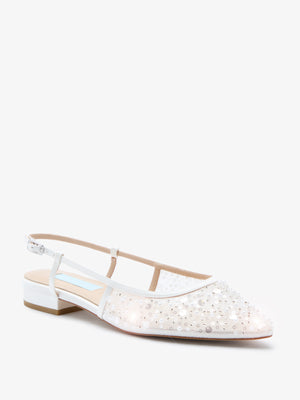 Charlotte Mills Nova Flat Hand Beaded Mesh Bridal Shoe with Slingback