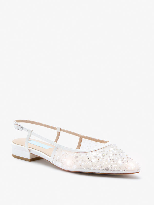 Charlotte Mills Nova Flat Hand Beaded Mesh Bridal Shoe with Slingback