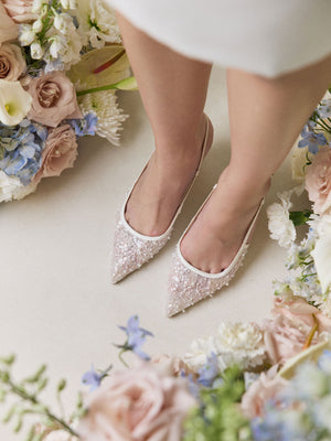 CHARLOTTE MILLS OPHELIA EMBELLISHED LACE SLINGBACK BRIDAL SHOE