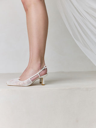 CHARLOTTE MILLS OPHELIA EMBELLISHED LACE SLINGBACK BRIDAL SHOE