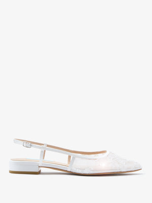 CHARLOTTE MILLS OCTOBER FLORAL EMBELLISHED MESH FLAT POINT BRIDAL SHOES