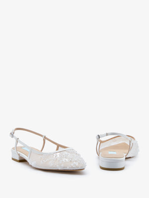 CHARLOTTE MILLS OCTOBER FLORAL EMBELLISHED MESH FLAT POINT BRIDAL SHOES