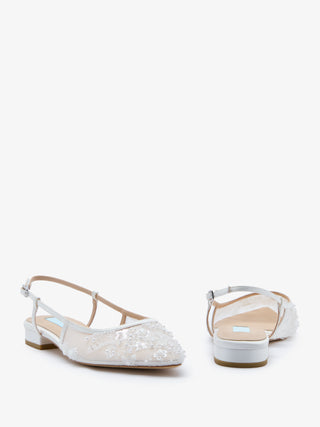 CHARLOTTE MILLS OCTOBER FLORAL EMBELLISHED MESH FLAT POINT BRIDAL SHOES