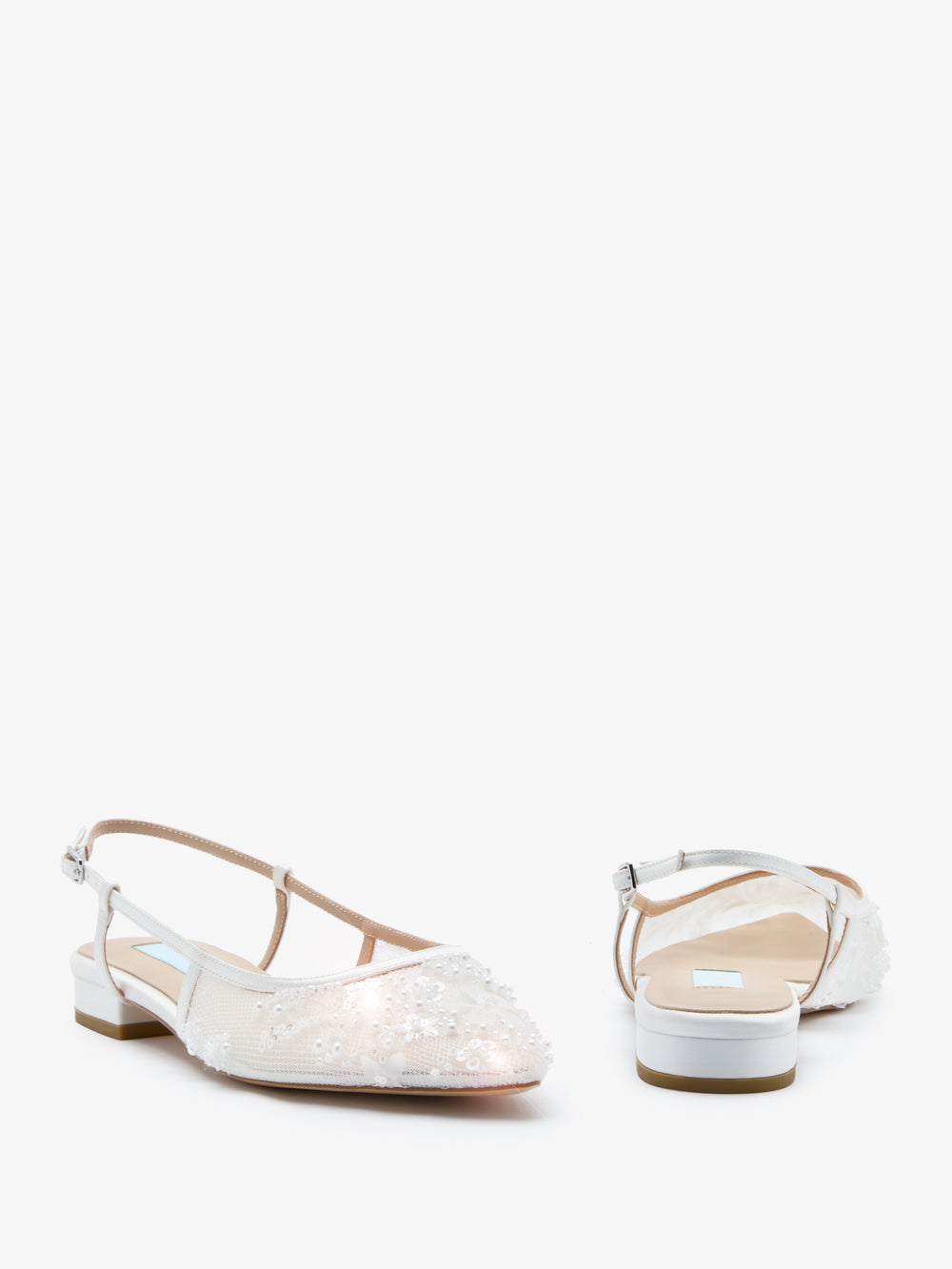 CHARLOTTE MILLS OCTOBER FLORAL EMBELLISHED MESH FLAT POINT BRIDAL SHOES