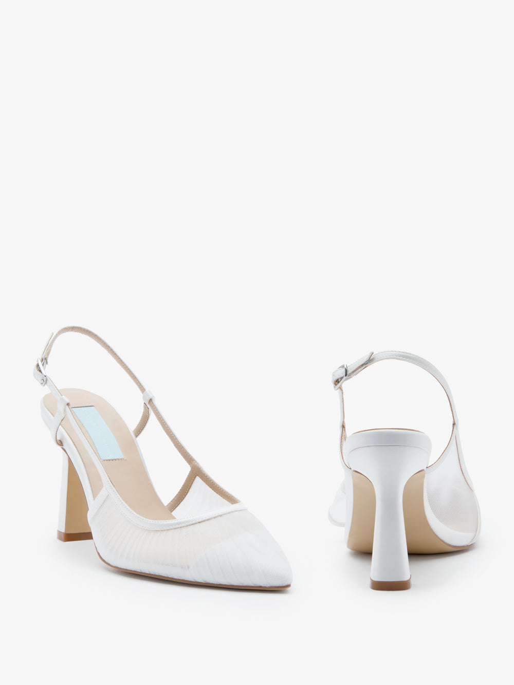 CHARLOTTE MILLS OLIVE IVORY PLEATED TULLE POINT TOE SLINGBACK BRIDAL SHOE