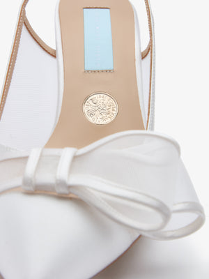 CHARLOTTE MILLS OLIVIA IVORY MESH BOW SLINGBACK BRIDAL SHOE