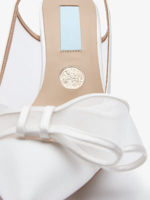 CHARLOTTE MILLS OLIVIA IVORY MESH BOW SLINGBACK BRIDAL SHOE