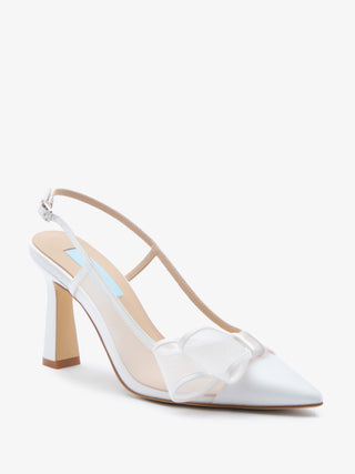 CHARLOTTE MILLS OLIVIA IVORY MESH BOW SLINGBACK BRIDAL SHOE