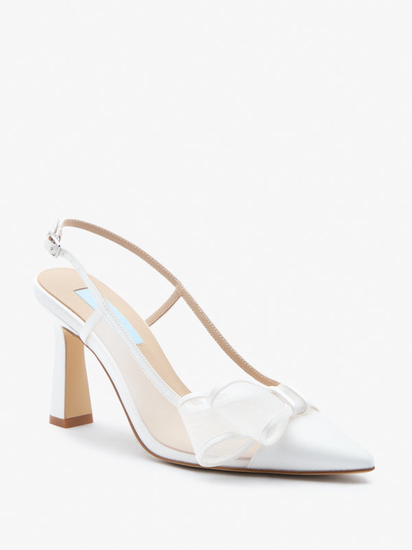 CHARLOTTE MILLS OLIVIA IVORY MESH BOW SLINGBACK BRIDAL SHOE