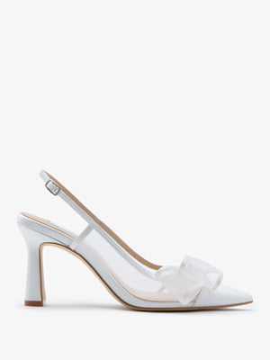 CHARLOTTE MILLS OLIVIA IVORY MESH BOW SLINGBACK BRIDAL SHOE