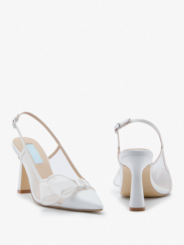 CHARLOTTE MILLS OLIVIA IVORY MESH BOW SLINGBACK BRIDAL SHOE