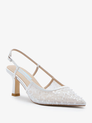 CHARLOTTE MILLS OPHELIA EMBELLISHED LACE SLINGBACK BRIDAL SHOE