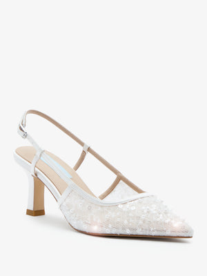 CHARLOTTE MILLS OPHELIA EMBELLISHED LACE SLINGBACK BRIDAL SHOE