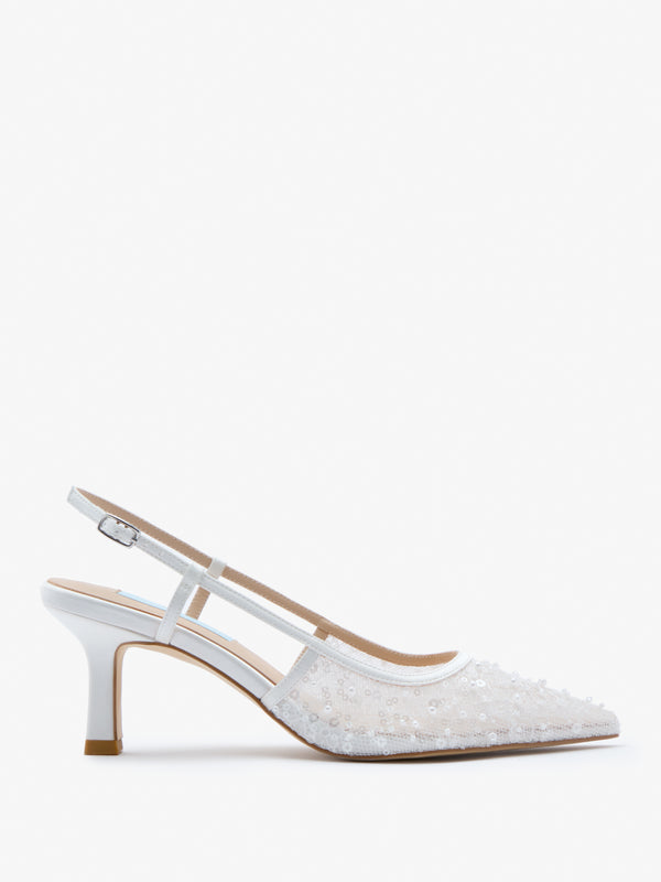 CHARLOTTE MILLS OPHELIA EMBELLISHED LACE SLINGBACK BRIDAL SHOE