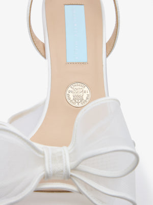 CHARLOTTE MILLS OTTIE IVORY MID HEIGHT BOW TRIM MESH SANDAL