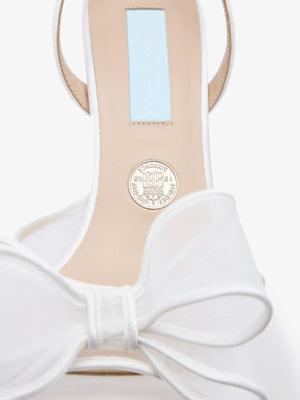 CHARLOTTE MILLS OTTIE IVORY MID HEIGHT BOW TRIM MESH SANDAL