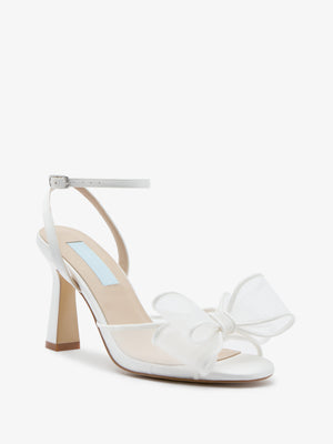 CHARLOTTE MILLS OTTIE HIGH HEEL IVORY MESH BOW BRIDAL SANDAL