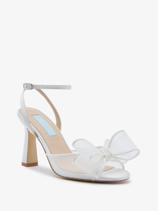 CHARLOTTE MILLS OTTIE HIGH HEEL IVORY MESH BOW BRIDAL SANDAL