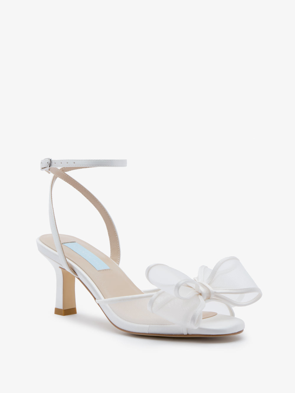 CHARLOTTE MILLS OTTIE IVORY MID HEIGHT BOW TRIM MESH SANDAL