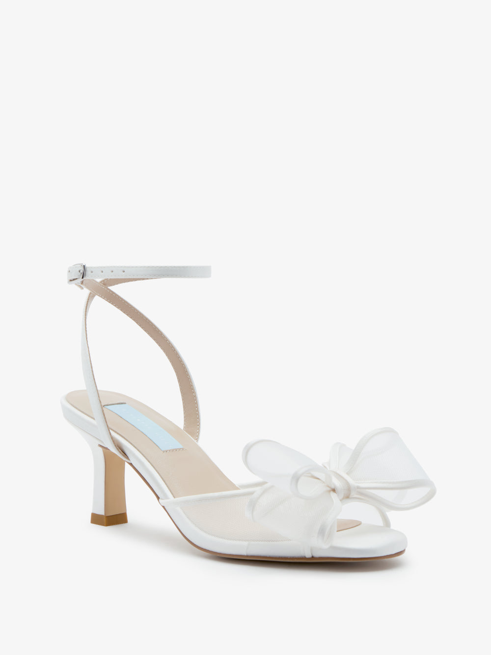 CHARLOTTE MILLS OTTIE IVORY MID HEIGHT BOW TRIM MESH SANDAL