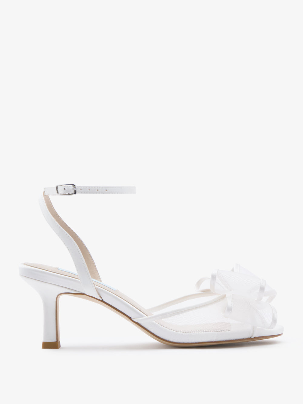 CHARLOTTE MILLS OTTIE IVORY MID HEIGHT BOW TRIM MESH SANDAL
