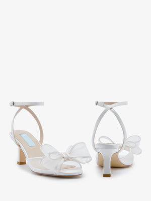 CHARLOTTE MILLS OTTIE IVORY MID HEIGHT BOW TRIM MESH SANDAL