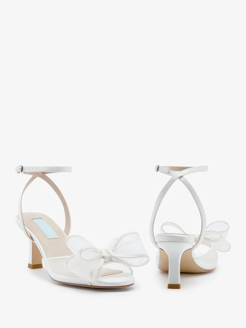 CHARLOTTE MILLS OTTIE IVORY MID HEIGHT BOW TRIM MESH SANDAL
