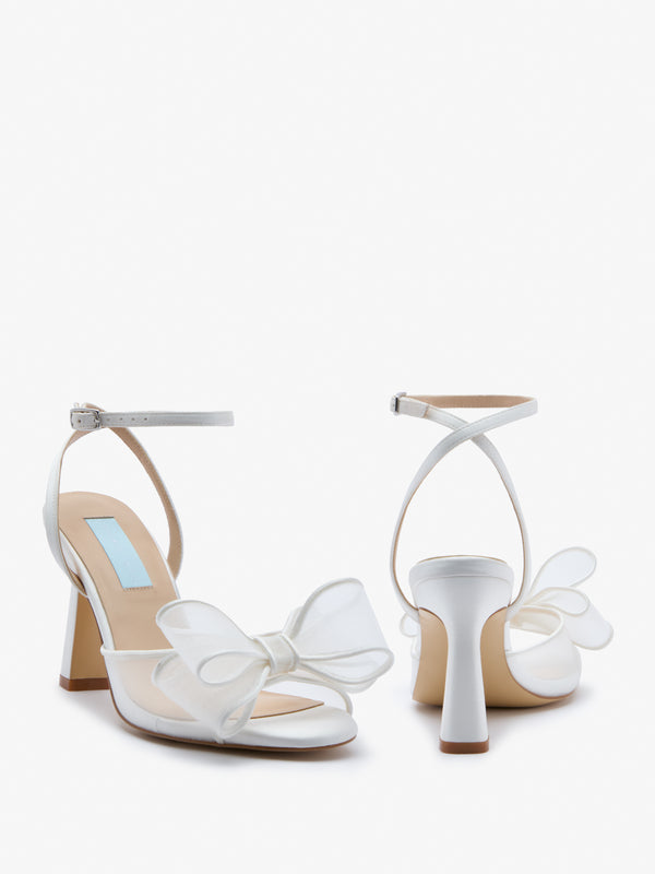 CHARLOTTE MILLS OTTIE HIGH HEEL IVORY MESH BOW BRIDAL SANDAL