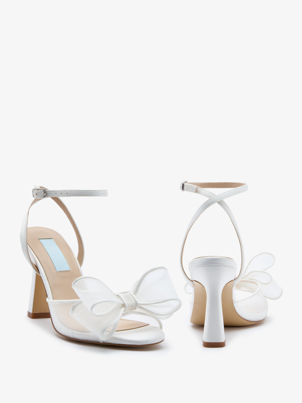 CHARLOTTE MILLS OTTIE HIGH HEEL IVORY MESH BOW BRIDAL SANDAL