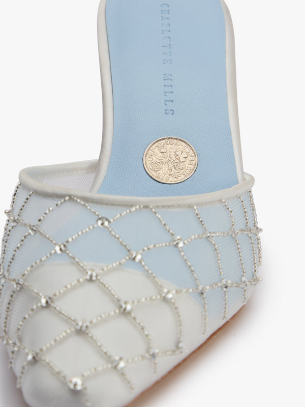 Perla Embellished Mesh Mule