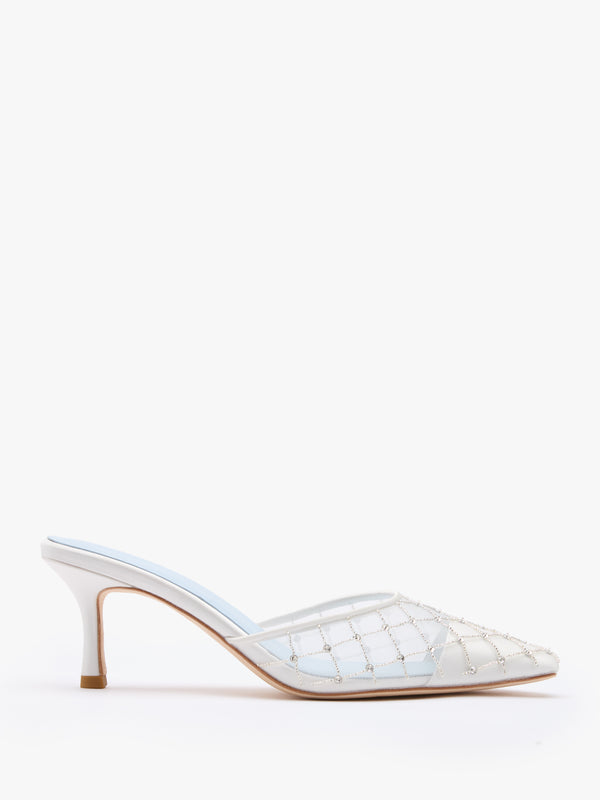 Perla Embellished Mesh Mule
