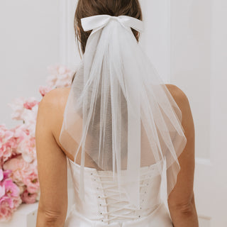 Charlotte Mills Ivory Ribbon Bow Veil