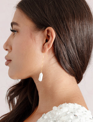Rosemary natural pearl gold drop earrings
