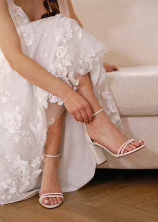 Charlotte Mills Lenny Pearl strappy high heel bridal shoe