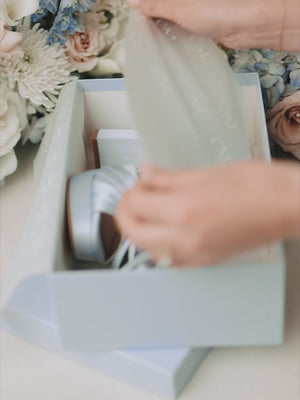CHARLOTTE MILLS OCTAVIA BLUE SATIN BOW TRIM BRIDAL PLATFORM SANDAL