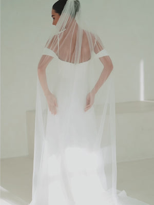 CHARLOTTE MILLS ATHENA - Ivory Plain Tulle Chapel Length Veil