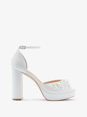 Charlotte Mills Londi Pearl Embellished Platform Bridal Sandal