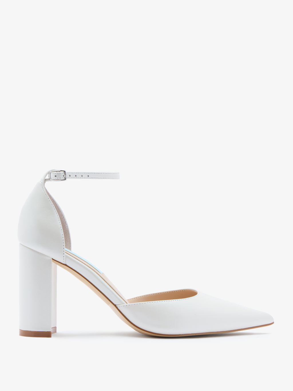 Charlotte Mills London Pearl Leather Two Part Bridal Shoe with Pearl Ankle Straps and Block Heel